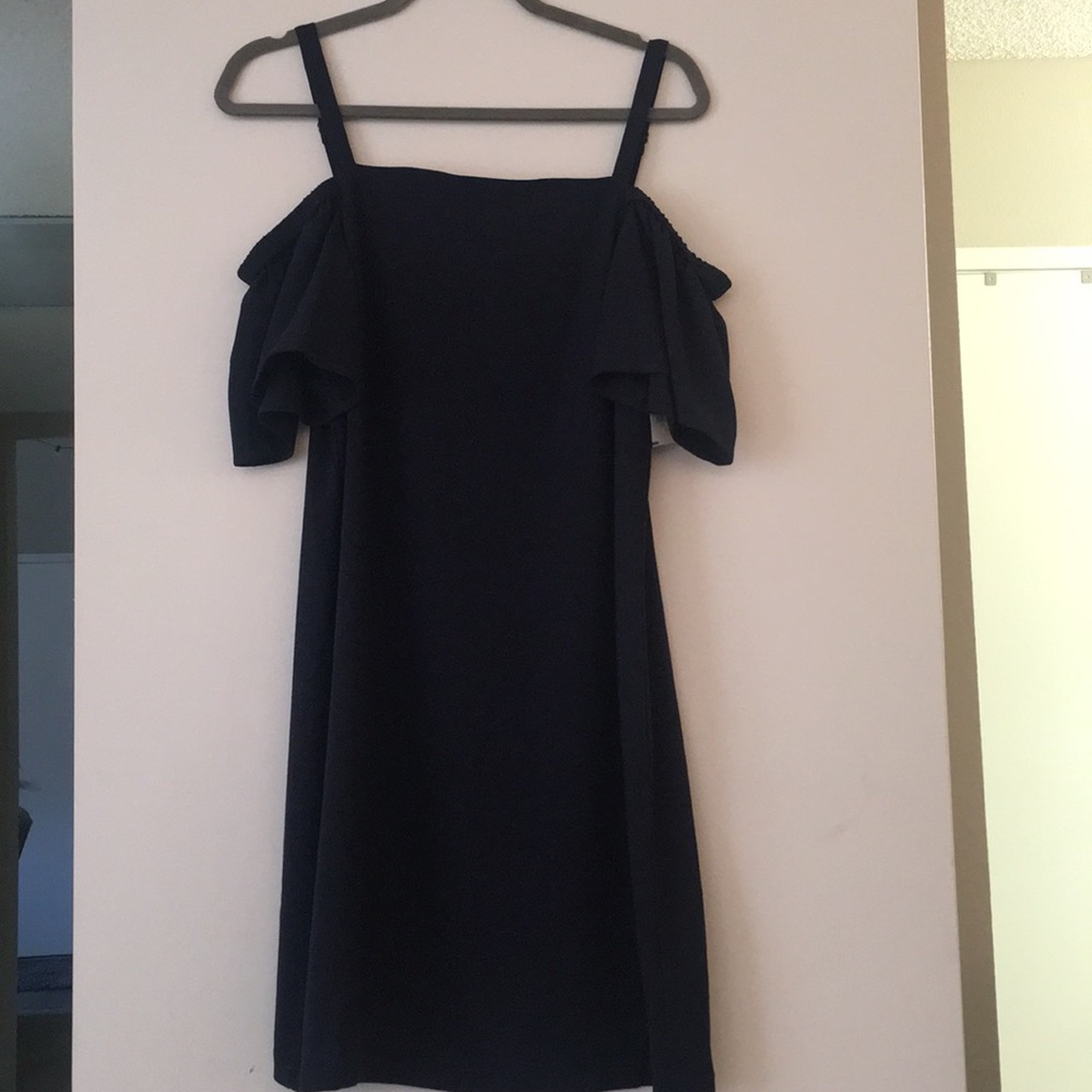 Navy Off-Shoulder Sleeved Dress